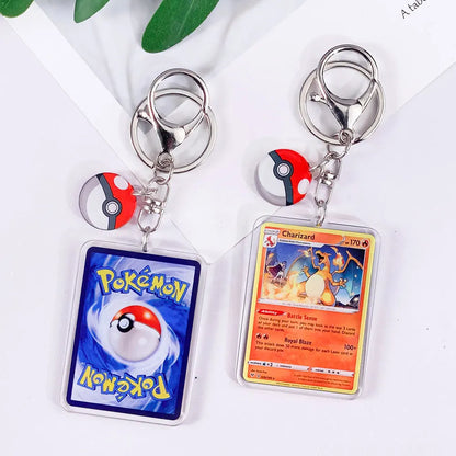 Pokémon Card Cute Acrylic Car Keychain Accessories Pikachu Charizard Gengar EeveeBag Charm Backpack Pendant Gifts For Friends