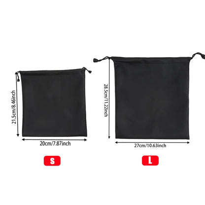 1Pc Draw String Bag Headphone Bags Durable Black Dust-proof Drawstring Bag PU Leather Headset Bag Durable Multi Purpose Storage