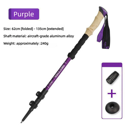 1pcs Hiking Anti Shock Walking Sticks Telescopic Trekking Climbing Poles Ultralight Walking Canes  Aluminum Outdoor  135CM