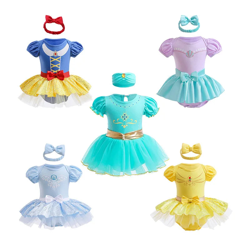 Baby Romper TUTU Dress With Headband Infant Baby Princess Girl Clothes Size 3-18M Cute Design Baby Dress Party Costumes