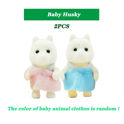 1:12 Simulation Forest Animal Family Rabbit Panda Koala Reindeer Baby Dollhouse Figures Collectible Toy Furniture Set Gifr