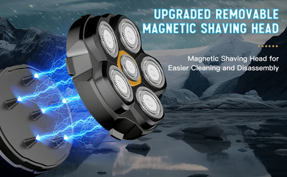 Electric Head Shavers for Bald Men 6D Magnetic Razor Hair Trimmer USB Rechargeable LED Display Waterproof Beard Shavers