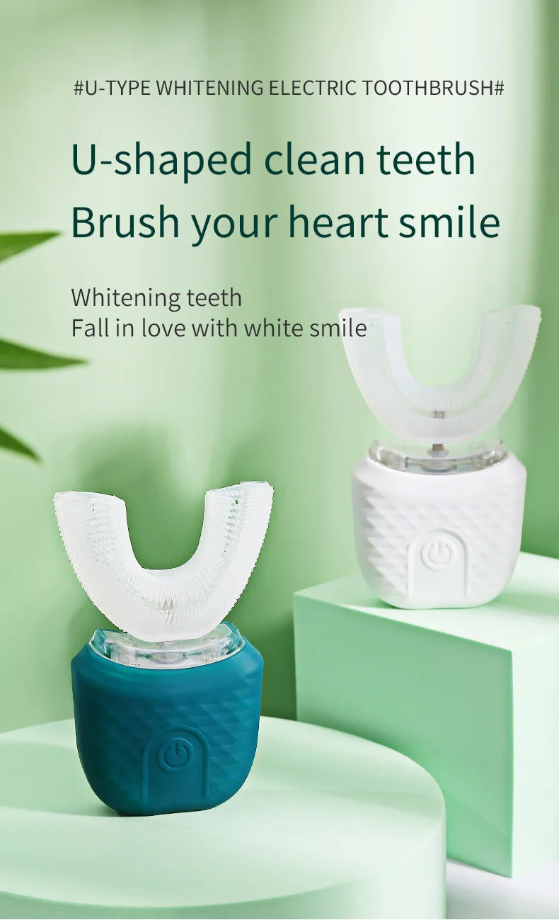 Electric Toothbrush for Adult Automatic USB Charge U-Shaped Toothbrush 360 Degrees Intelligent Rechargeable Toothbrus