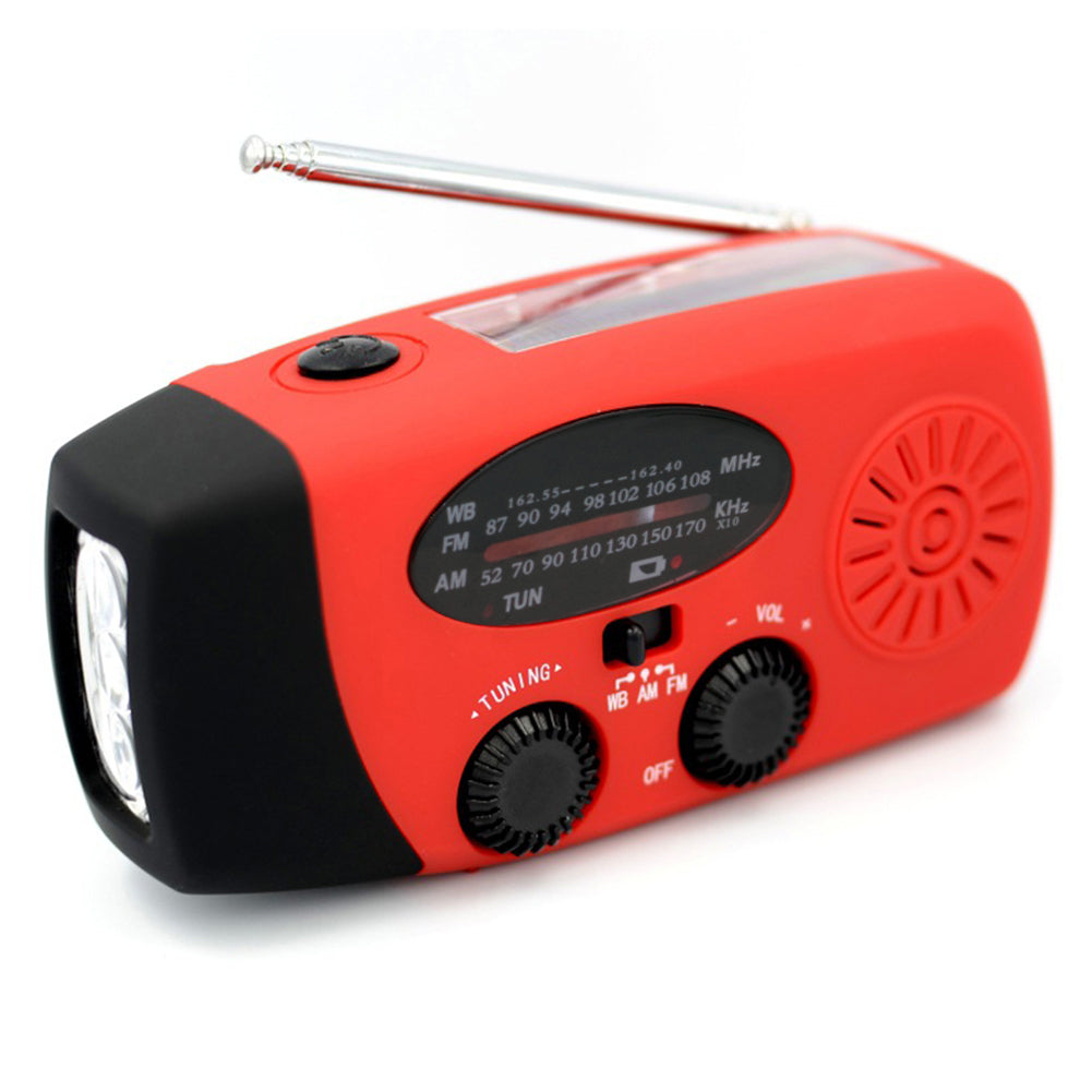 Solar Hand Crank Powered Camping Light With AM/FM Radio Outdoor 2000mAh USB Charging Multifunctional Hand Dynamo LED Flashlight