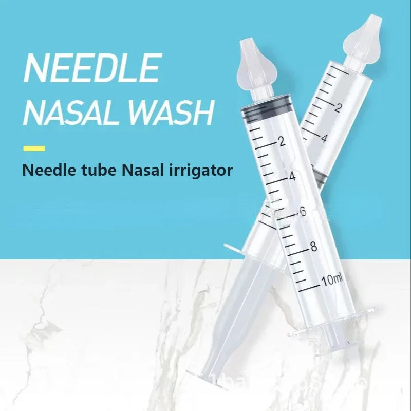 10ml Baby Nose Cleaner with Silicone Nasal Suction Tips Syringe Nasal Irrigator Portable Needle Tube Nasal Washer for Infants