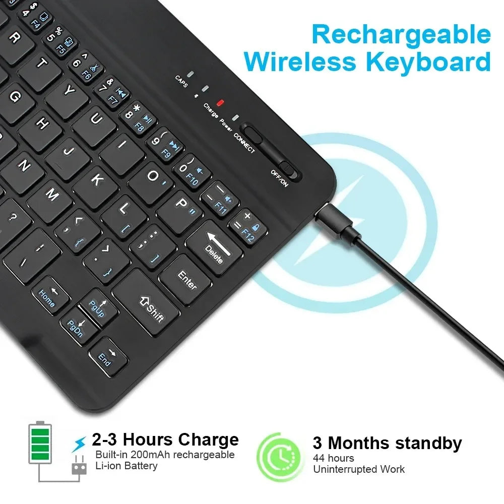 Bluetooth Keyboard for iPad 10th Generation iPad Pro 13 12 11 10 9 8 7 Inch iPad Air 13 11th iPad Mini Samsung Xiaomi Tablets