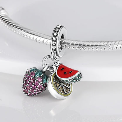 Charms Silver 925 Ladybugs and Cherry Strawberries Pendant Bead Fit 3mm Bracelet Bangle Necklace For Women Luxury Jewelry Making
