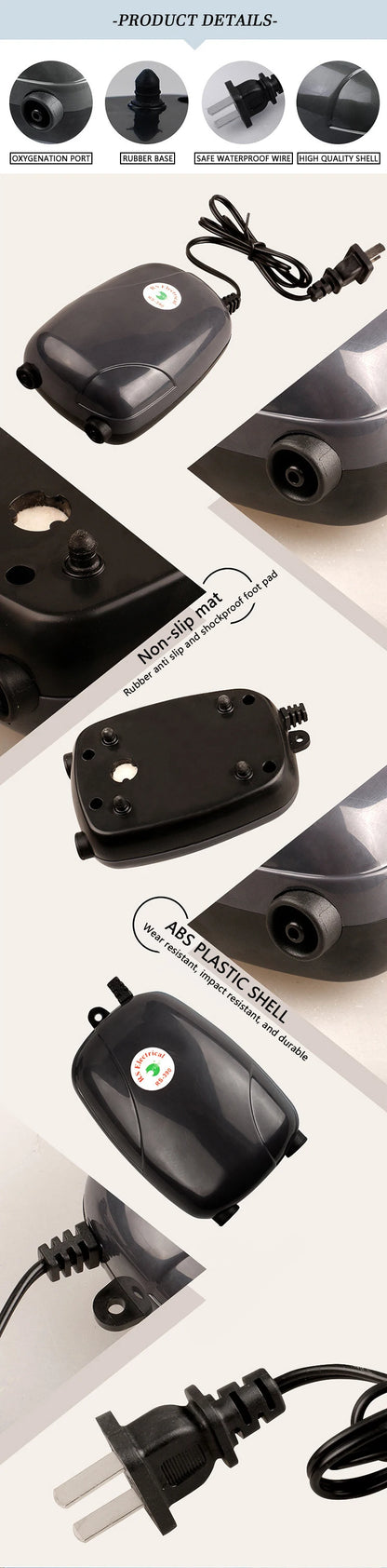 1PC Aquarium Air Pump Fish Tank Mini Compressor Single Double Outlet with Check Valve Tube Aquatic Accessories 220V 3W 5W