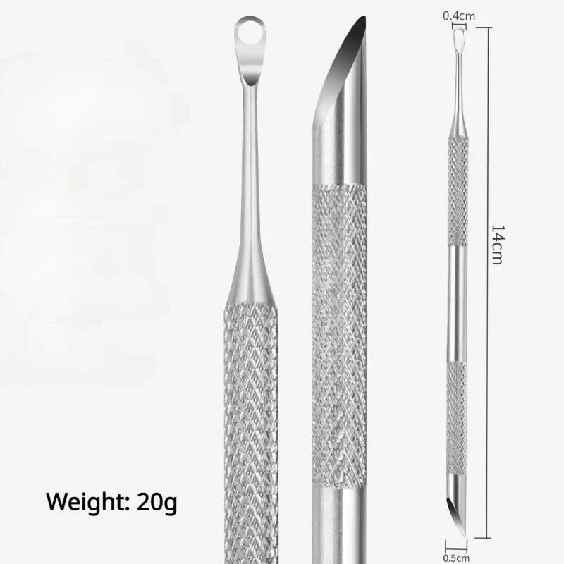 1/2 pcs Double-ended Stainless Steel Remover Manicure Sticks Tool Bevelled Nail Grinding File Circle Beveled Head Cuticle Pusher