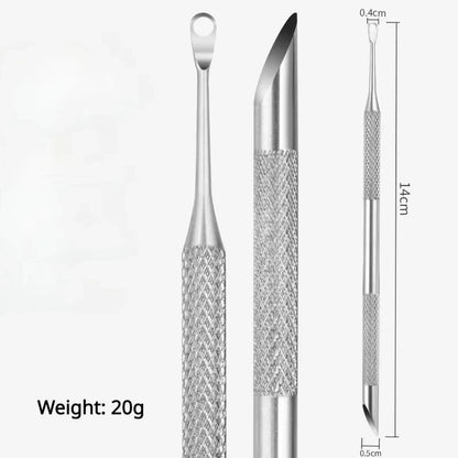 1/2 pcs Double-ended Stainless Steel Remover Manicure Sticks Tool Bevelled Nail Grinding File Circle Beveled Head Cuticle Pusher