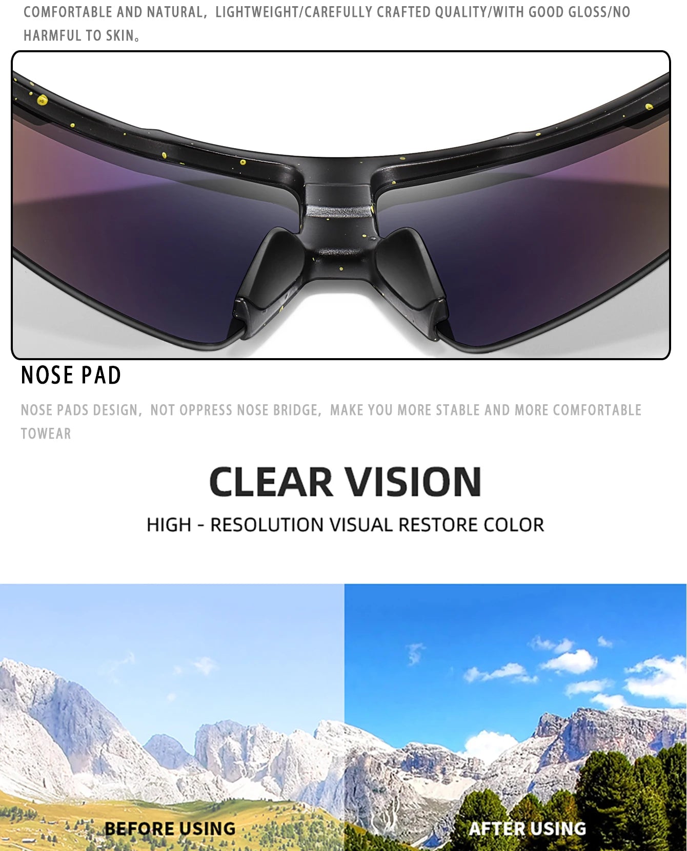 LOISRUBY Band New Style Cycling Sunglasses Sports Bike Glasses Men Women Mtb Bicycle Eyewear Large Windproof Eyewear UV400