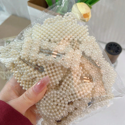 12//20/30/40 pieces of stylish and elegant pearl bow hair clips with French chic side clips for hair, suitable for daily use as