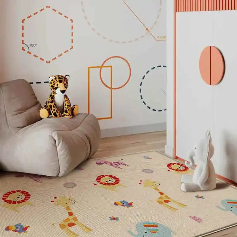177*64cm Baby Play Mat Foldable Waterproof Children Carpet Double-Sided Pattern Educational Outdoor Camping Mat Easy to Carry
