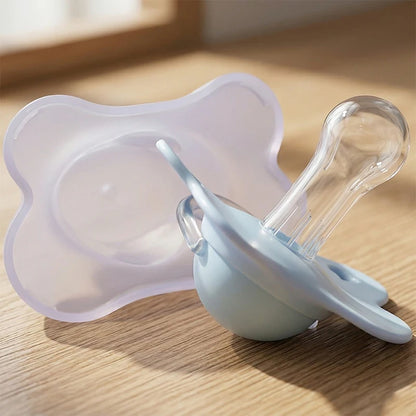 2pcs/pack Butterfly-shape Baby Pacifier Soother with Cover for Daily Use(Cherry Round Nipple) and Night Use(Thumb Nipple)