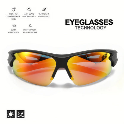 2PCS New Wraparound Sports Sunglasses Semi-Rimless Lightweight for Cycling Hiking Daily Unisex UV400 Anti-Fog Outdoor Eyewear