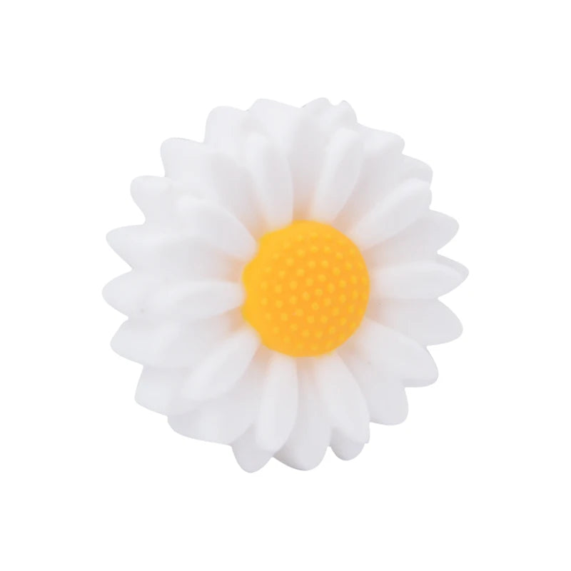 LOFCA Daisy 10pcs Silicone Beads Sunflower Cute Silicone Beads Food Grade Teether BPA-Free Baby Toy Chain Accessories