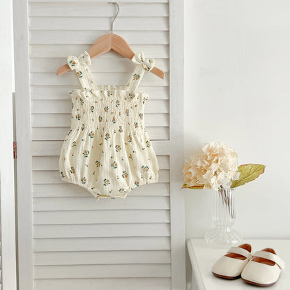 Summer Outfit Kids Baby Clothes Cotton Sleeveless Rompers Newborn Girls Clothes Toddlers Flower Bow Kids One-pieces Bodysuits