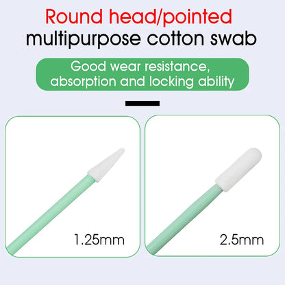 100PCS Fiber Optic Cleaning Sticks Fiber Optic Swabs For 1.25mm/2.5mm LC/SC/FC/ST Connectors Fiber Cleaning Rod FTTH Tool