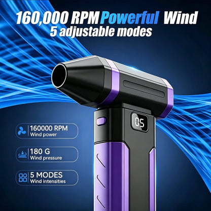 160000RPM High Power Turbine Dust Fan Long-Lasting Turbo Fan X8 Handheld Portable Rechargeable Dust Cleaning Fan Pet Hair Dryer