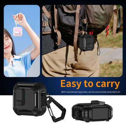 Magnetic Automatic Switch Earphone Cover For Airpods Pro 2 4 ANC Case Full Body Protection Shockproof With Hook Phone Holder Box