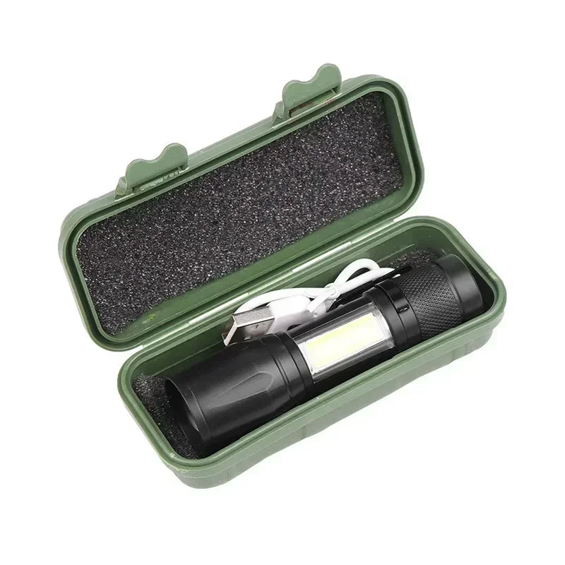 2000LM Ultra Bright P50 LED Flashlight Tactical EDC Emergency Spotlight Telescopic Zoom Handheld Torch with 14500/18650 Battery