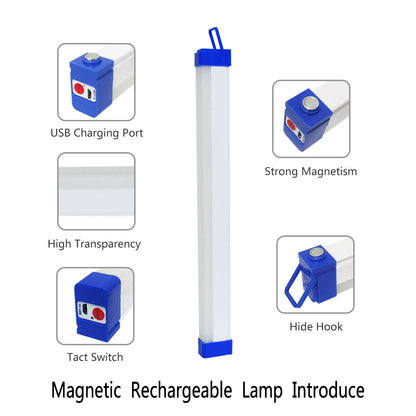 LED Rechargeable Lamp Tube USB 5V Emergency Light Camping Magnetic Portable Lightinging Night Market Outdoor Vehicle Hard Strip