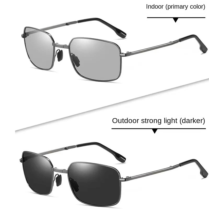 Fashion Foldable Polarized Sunglasses Vintage Men Women High-quality Photochromic Portable Folding Metal Frame Glasses UV400