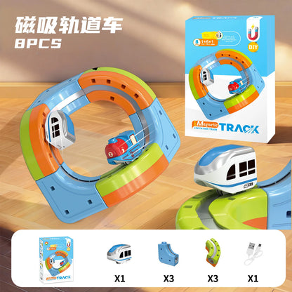 Sell Well Anti-Gravity Magnetic Attraction Track Train Changeable Magnetic Magic Rail Car Electric Train Toy