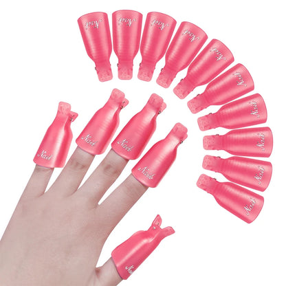10 Pcs/Bag Colorfulful Acrylic Manicure Art Dipped Cap Clip Nail Cleaning Manicure Uv Gel Nail Polish Dipped Wrapping Tool Finger