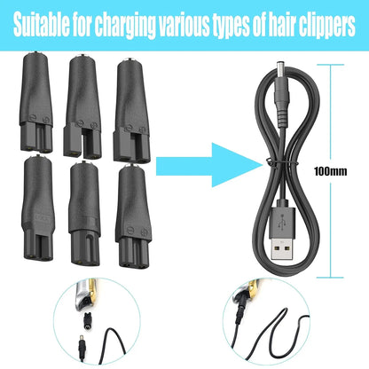 LISI 8 PCS Power Cord 5V Universal Replacement Charger USB Adapter for All Kinds Hair Clippers Beard Trimmers Shavers Desk Lamps