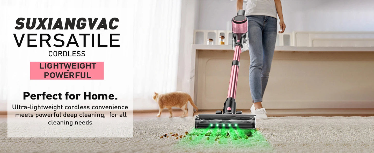 Cordless Vacuum Cleaner, 55Kpa 8 in 1 45Mins Rechargeable 3 Modes Suction Lightweight Vacuum for Pet Hair/Carpet/Hard Floor