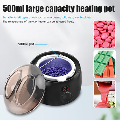 500ml Big Size Wax Heater Machine for Hair Removal Wax Beans Warmer with Digital Display Screen Depilatory Wax-melting Pot