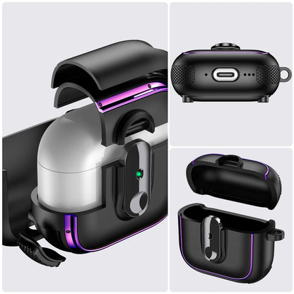 Armor locking clasp Earphone Cover For AirPods 4 3 2 Pro 3 With Plated Purple Strips With Magnetic Attraction Protective Case