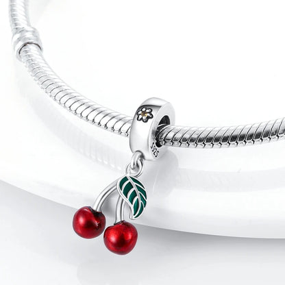 Charms Silver 925 Ladybugs and Cherry Strawberries Pendant Bead Fit 3mm Bracelet Bangle Necklace For Women Luxury Jewelry Making