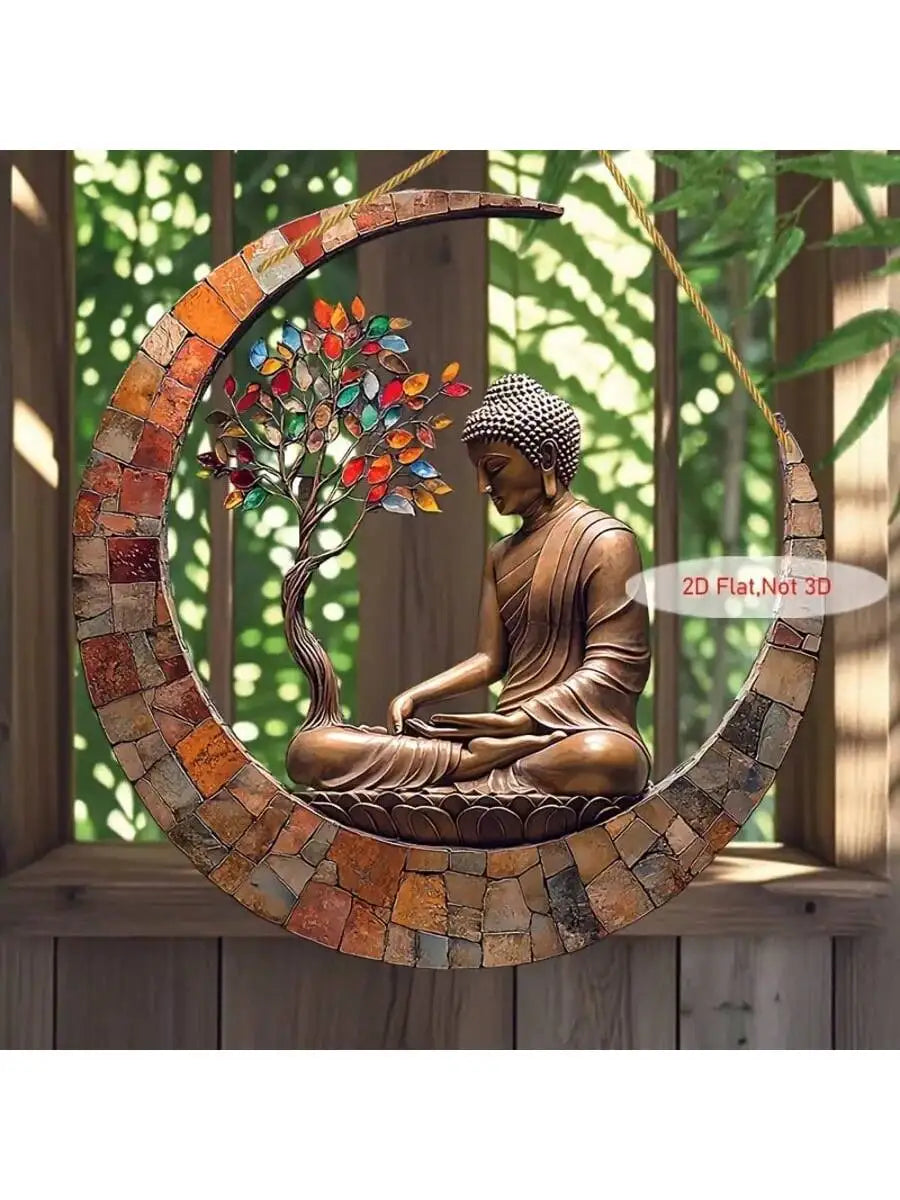 1PCS2D enchanting Buddha sun visor - dyed acrylic, perfect for home and garden decoration, religious spiritual gifts