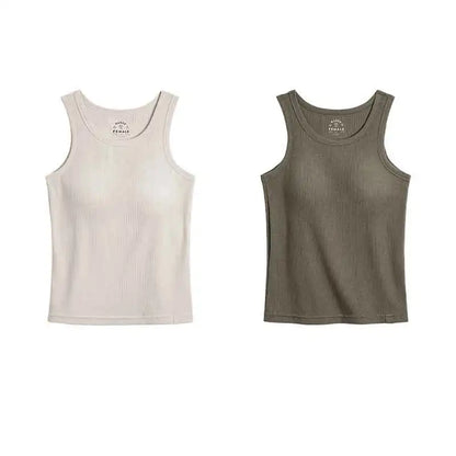 Maden Summer Sleeveless Knitted Tank Tops for Women Solid Color Casual Sports Vest Slim Fit Female Outer Wear Tops