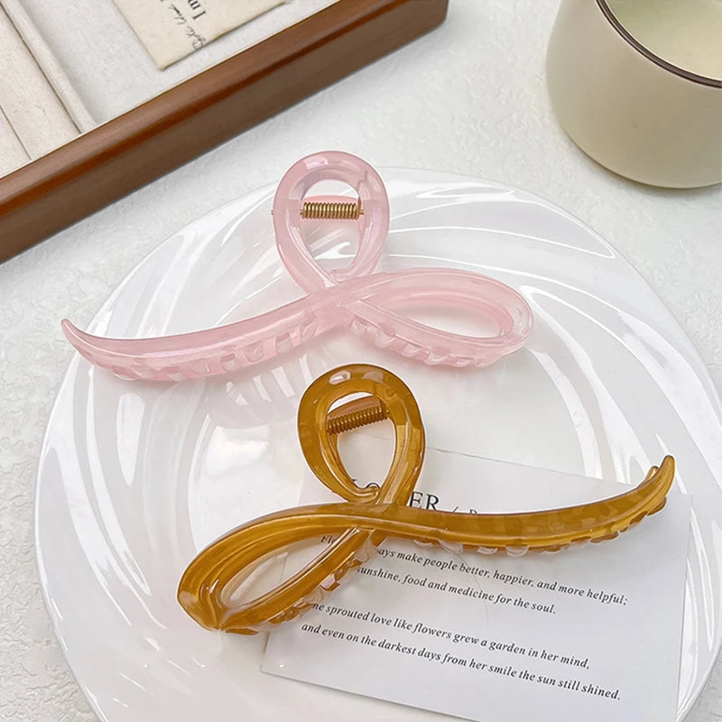Elegant Jelly Color Bow Hair Claw For Women Girls Sweet Hair Ornament Back Headband Hair Clips Hairpin Fashion Hair Accessories