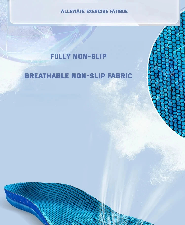 1Pair Sport Silicone Insoles for Shoes High Elastic Shock-absorbing Insole for Feet Arch Support Orthopedic Men Women Shoe Sole