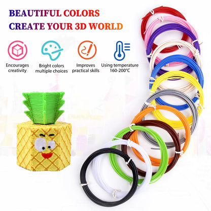 32/15/10 Colors 3D Pen Filament Refills 1.75mm PLA, Each Color 10Feet(3m), Total 320/150/100 Feet (96/45/30m), Random Color