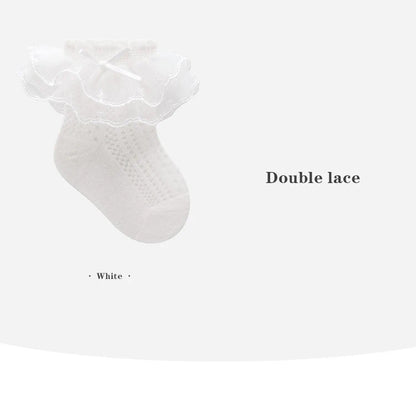 Baby Girls Socks Princess Lace Kids Socks Summer Thin Mesh  Children Cotton Socks Boneless Newborn Tube Socks For 0-8Y