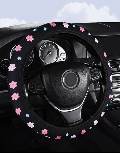 Car Steering Wheel Cover Flowers Print Anti-slip Universal Auto Steering Wheel Protector Interior Accessories wheel cover