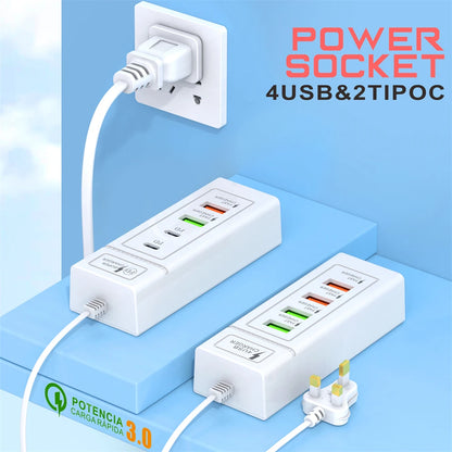 4Ports USB Fast Charger Station USB HUB3.0 Multi Splitter Adapter USB C Expander Portable Travel Charger For iPhone Xiaomi Phone