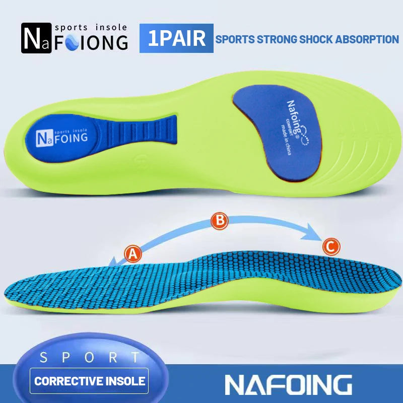 Green Orthopedic Insoles for Sport Shock-absorbing Insole for Shoes Arch Support Plantar Fasciitis Templates Pads Men Women Sole