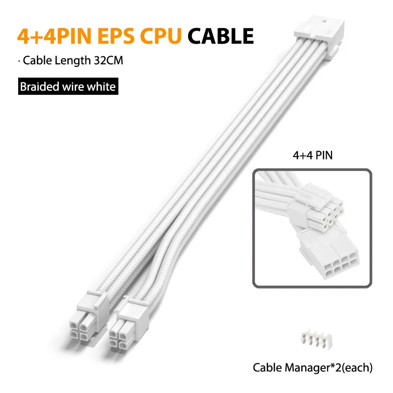PSU Extension Cable Motherboard Cable 24Pin ATX/8Pin EPS/6+2Pin PCIe,18AWG Sleeved with Combs,Fit Universal Case Compatibility