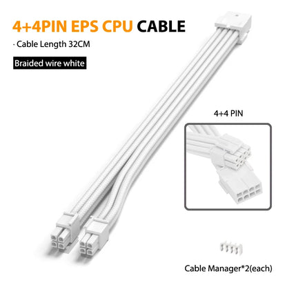 PSU Extension Cable Motherboard Cable 24Pin ATX/8Pin EPS/6+2Pin PCIe,18AWG Sleeved with Combs,Fit Universal Case Compatibility