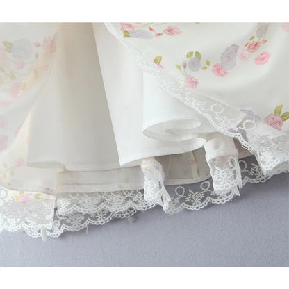 YENKYE Sexy Elegant Women Lace Patchwork Floral Print Sling Mini Dress Low Waist A-line Summer Holiday Party Dresses Pretty Robe