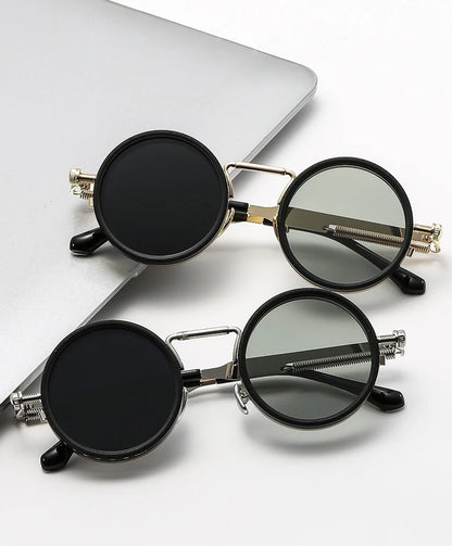 SHAUNA Retro Metal Round Punk ND9-level Adjustable Dimming Sunglasses Women Polarized UV400 Fashion Men Outdoor Sun Glasses