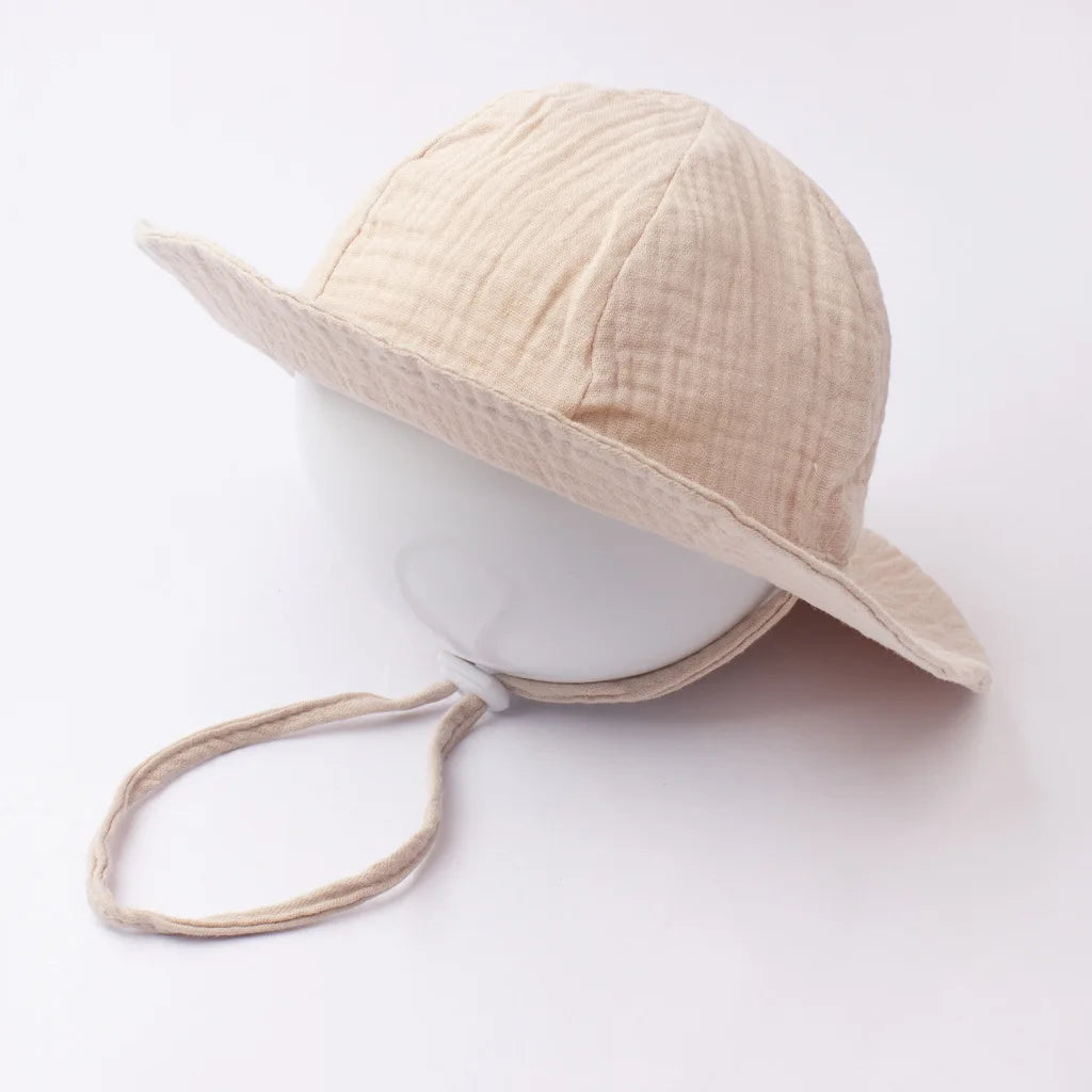 INS Baby Pure Cotton Basin Hat Sun-Protective Breathable Baby Fisherman Hat Solid Color Children's Sun Hat