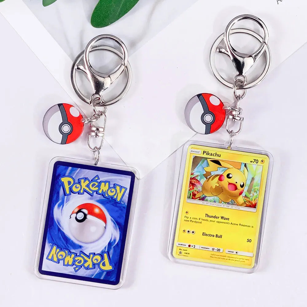 Pokémon Card Cute Acrylic Car Keychain Accessories Pikachu Charizard Gengar EeveeBag Charm Backpack Pendant Gifts For Friends