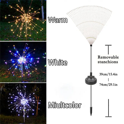 60/200LEDs Solar Firework Lights Outdoor Waterproof Solar Garden Lights 8 Lighting Modes With Remote Control Decorations Light